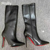 Leather Stiletto Stretch Boots