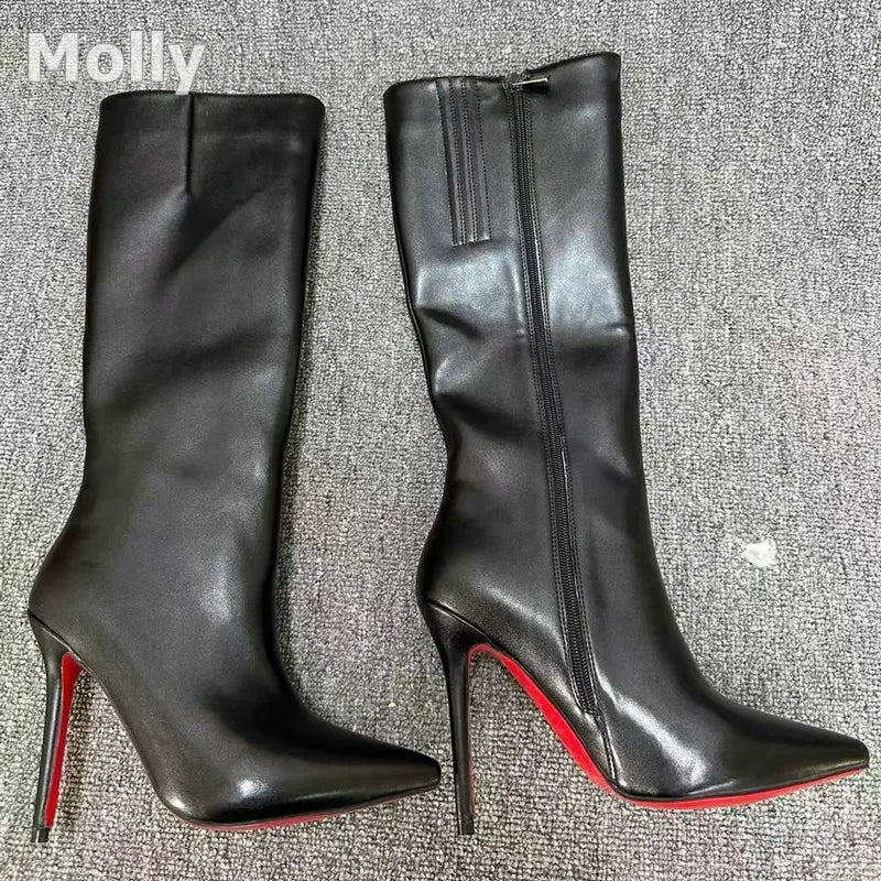 Leather Stiletto Stretch Boots