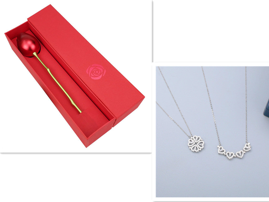 925 Sterling Silver Necklace Female One Two Wearing Love Clavicle Chain