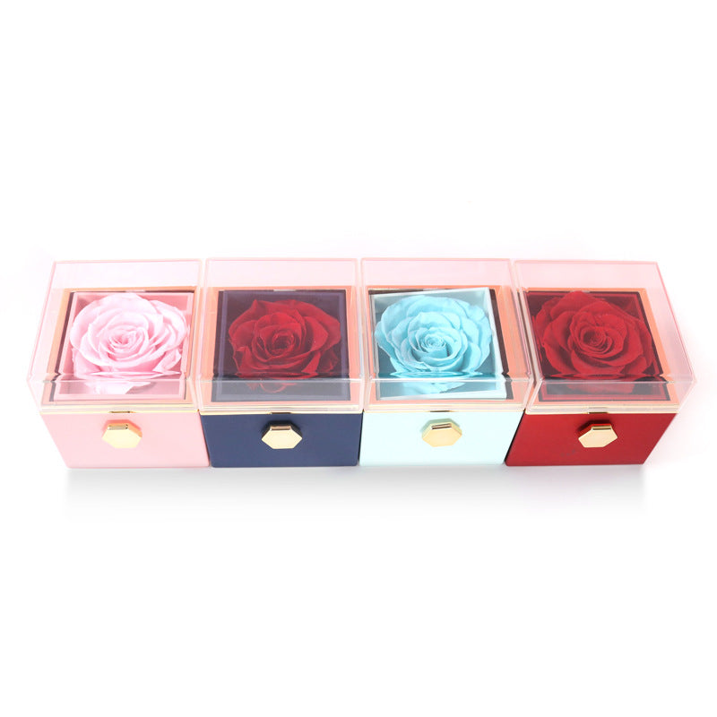 Fashion Acrylic Rotating Rose Jewelry Box