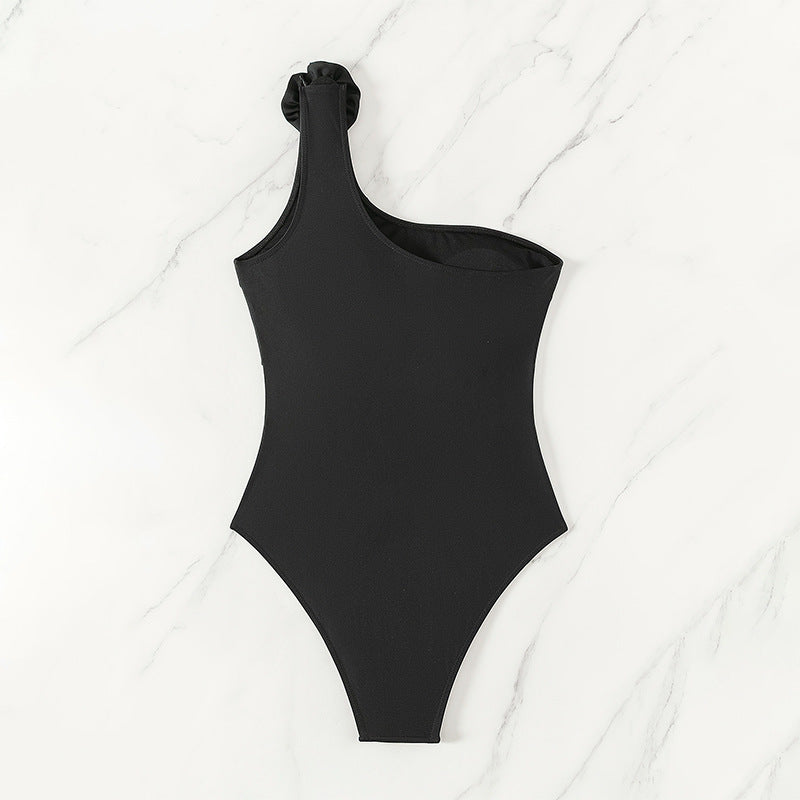 One-shoulder Flab Hiding One-piece Swimsuit For Women