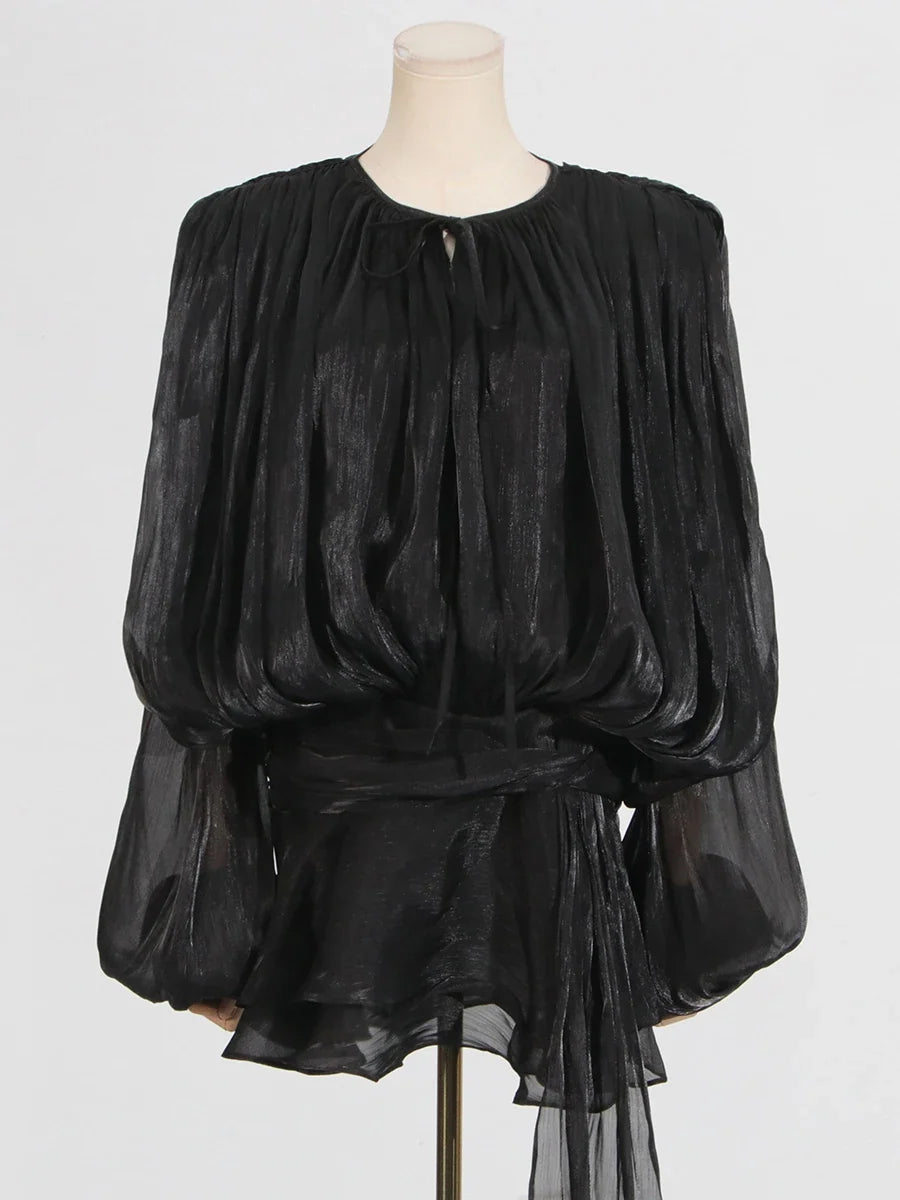 Chic Lace-Up Ruffle Dress