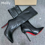 Leather Stiletto Stretch Boots