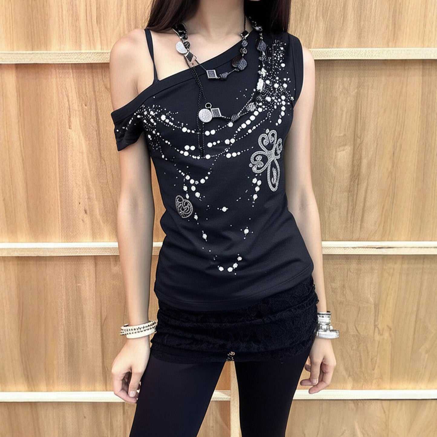 Edgy Street-style Tank Top With A Bold Print