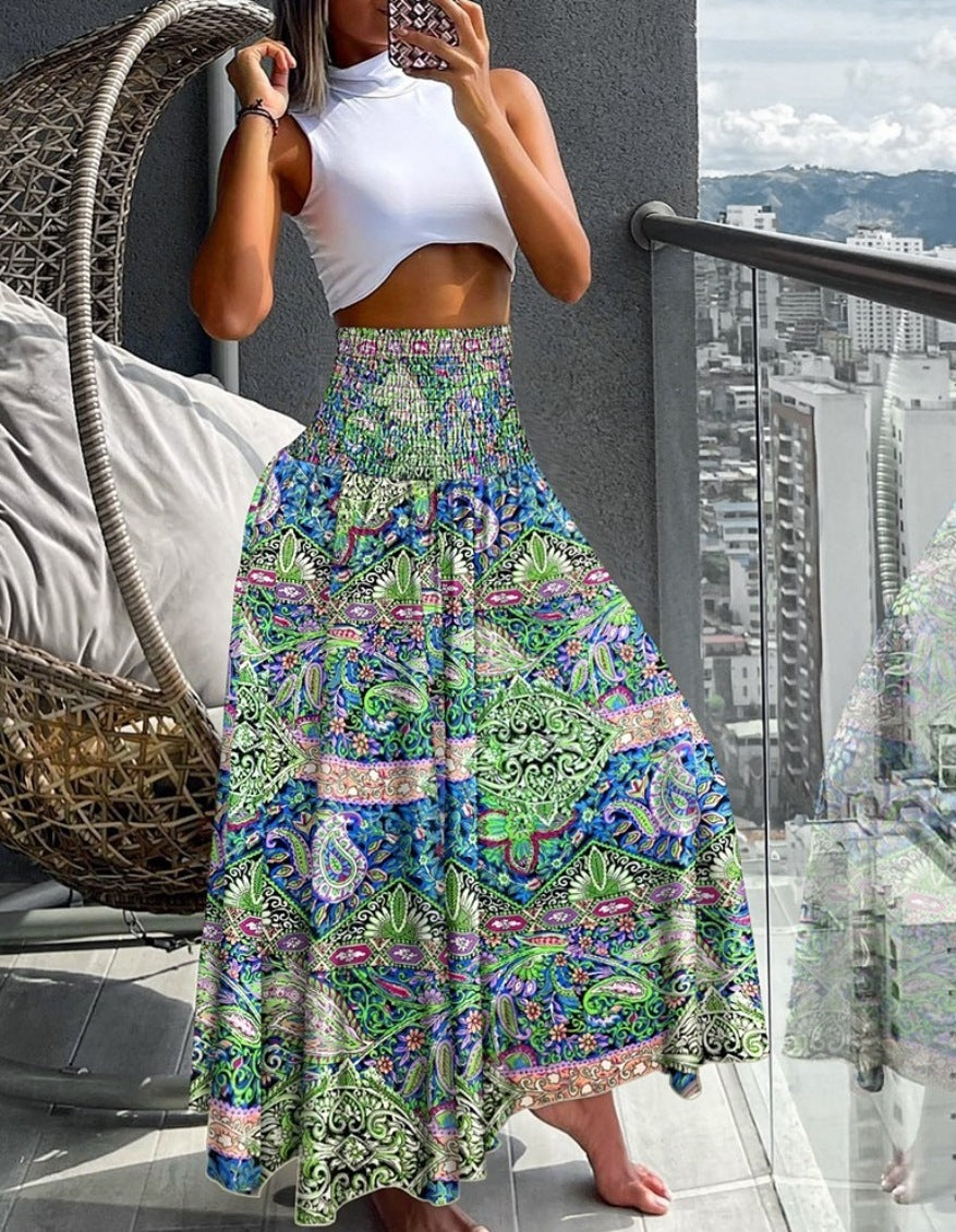 Women's High Waist Print Loose All-match Dress