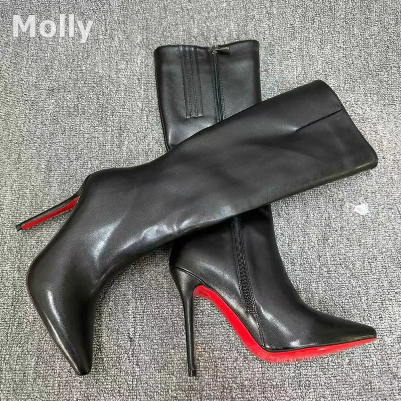 Leather Stiletto Stretch Boots