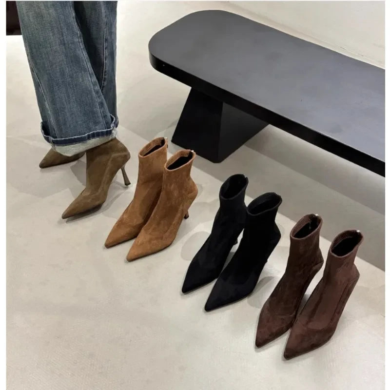 Retro Suede Ankle Booties