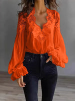 White Lace V-Neck Blouse