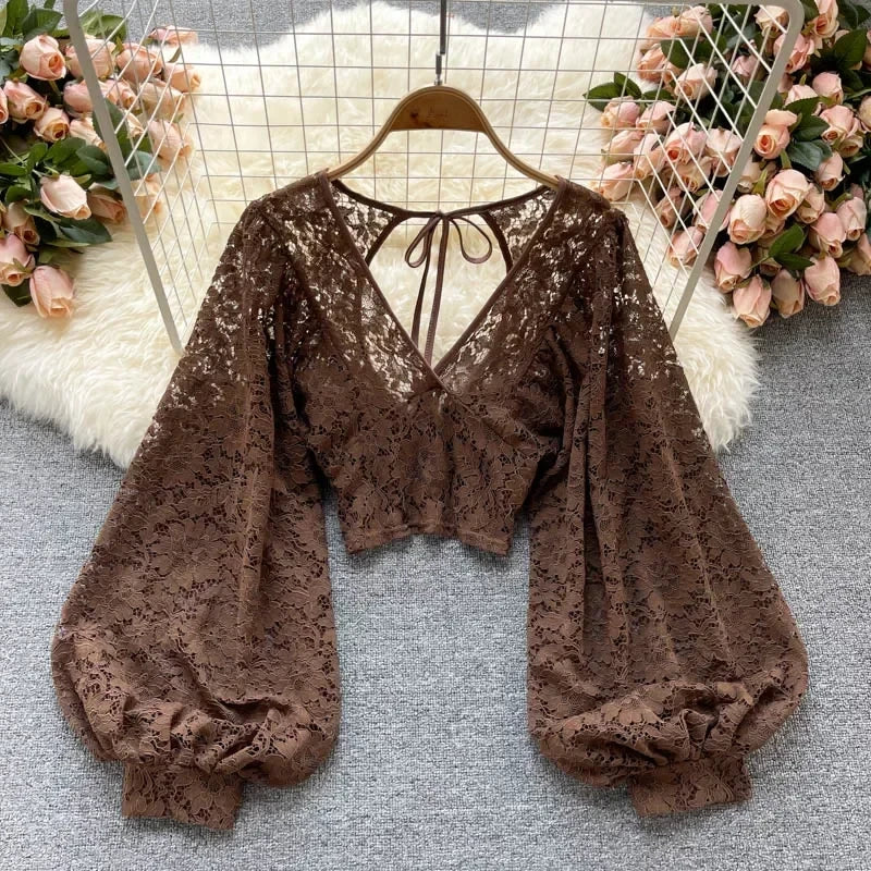 Crochet Lace Sheer Blouse
