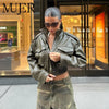 Faux Leather Cropped Bomber Jacket