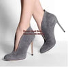 Pointed V-Neck Stretch Ankle Boots