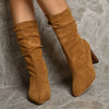 Pointed Toe Suede Block Heel Boots