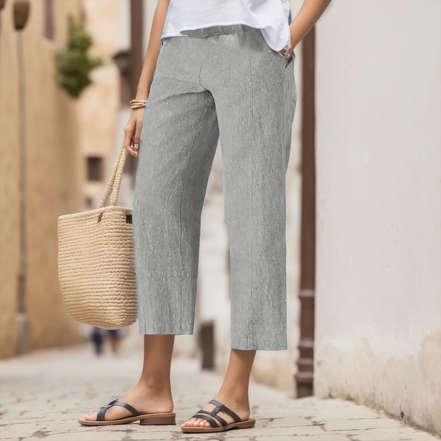 Solid Color High Waist Harem Casual Pants