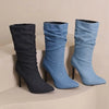 Pointed Toe Stiletto Mid Calf Boots