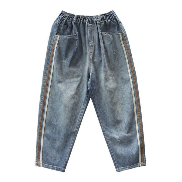 Chic Striped Patchwork Jeans