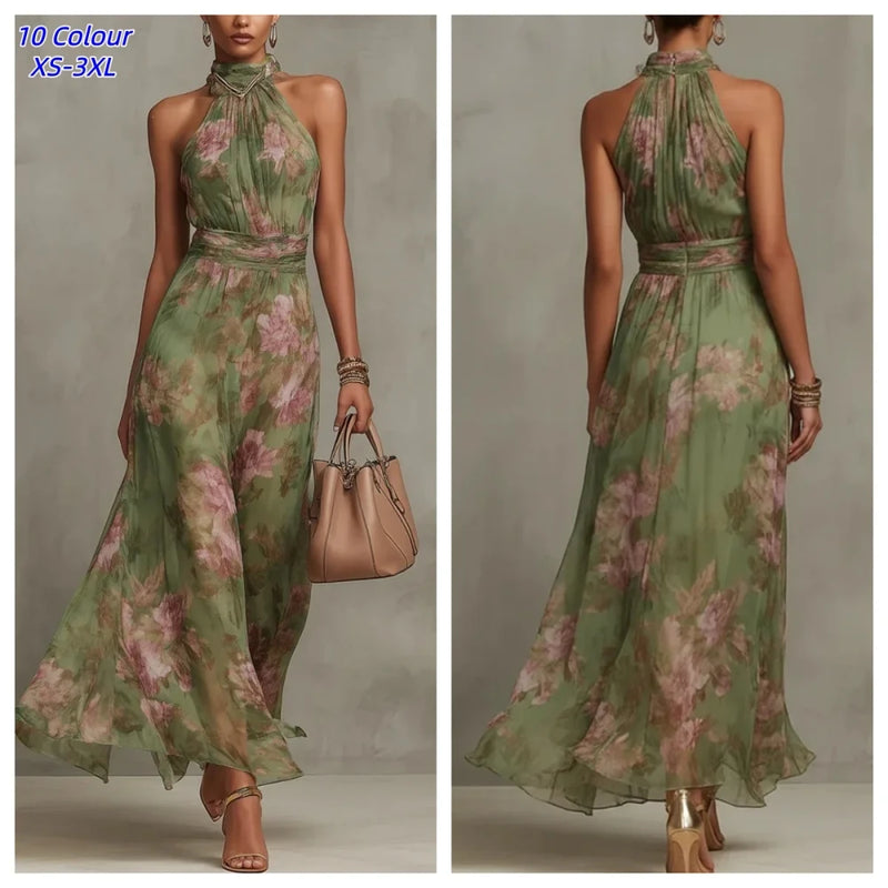 Floral Print Chiffon Boho Beach Dress