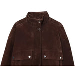 Suede Leather Jacket with Pockets