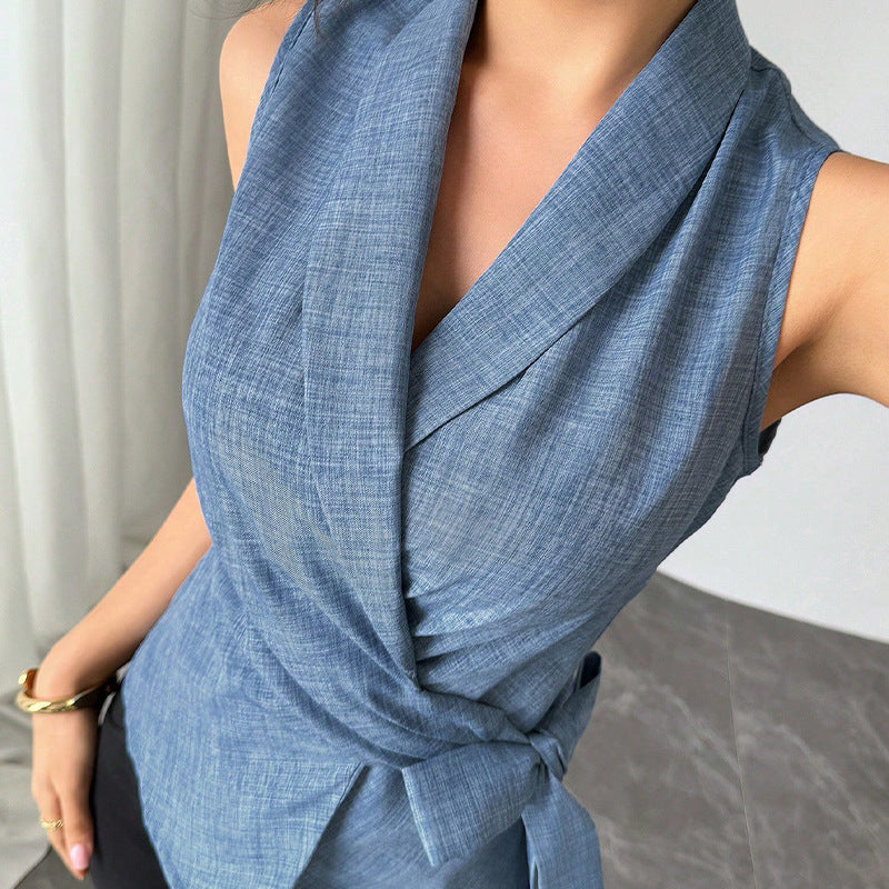 Fashionable Elegant Women's Slim Sleeveless Shirt