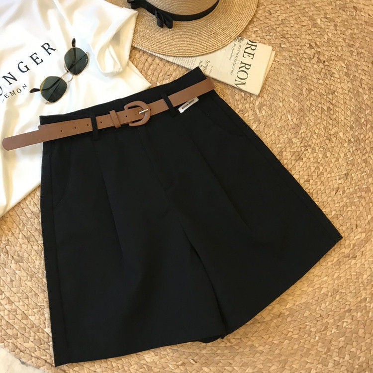 Womens Relaxed Versatile High-waisted Workwear Wide-leg Pants