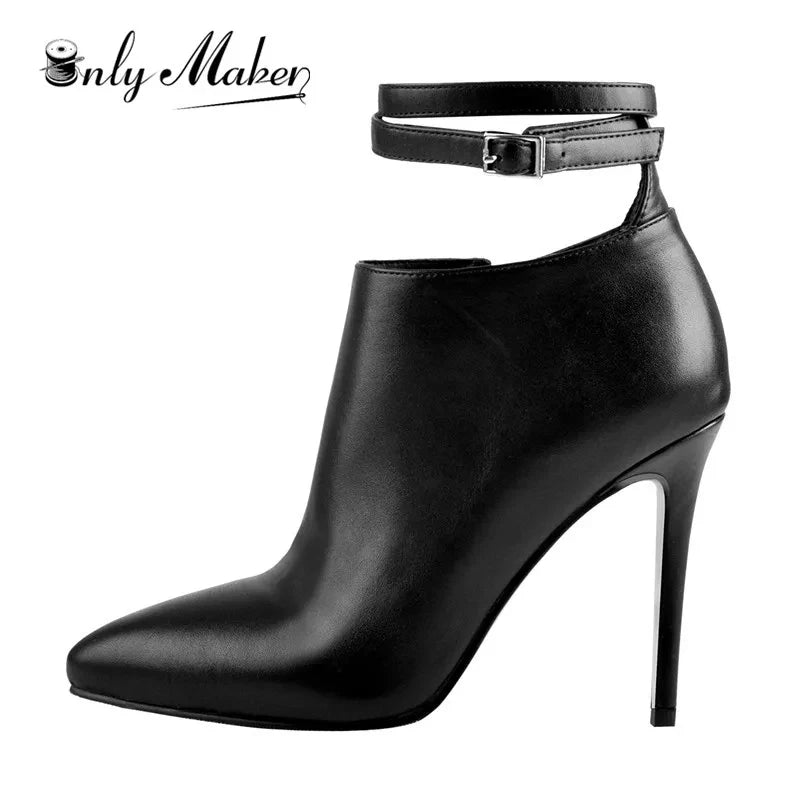 Pointed Toe Ankle Strap Booties