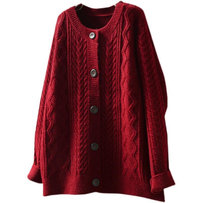 Loose All-match Twist Woolen Knit Outer Wear Cardigan Retro Thickened Knitting