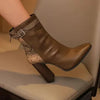 Mixed Color Lace Up Ankle Boots