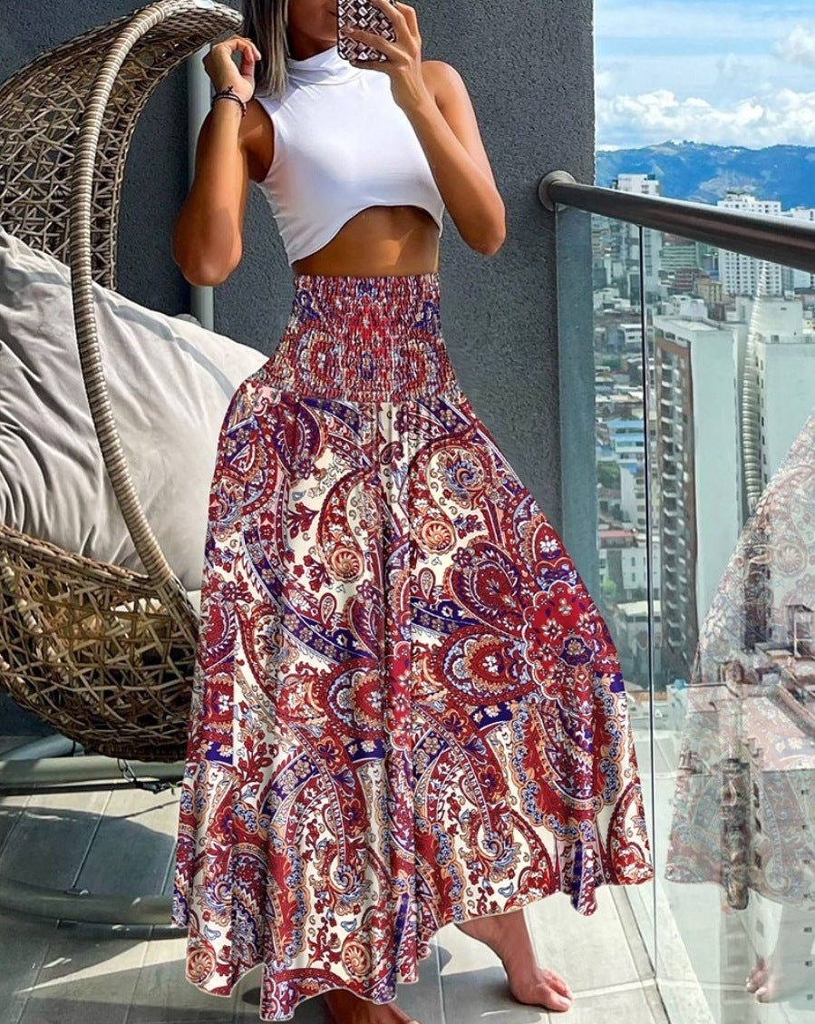 Women's High Waist Print Loose All-match Dress