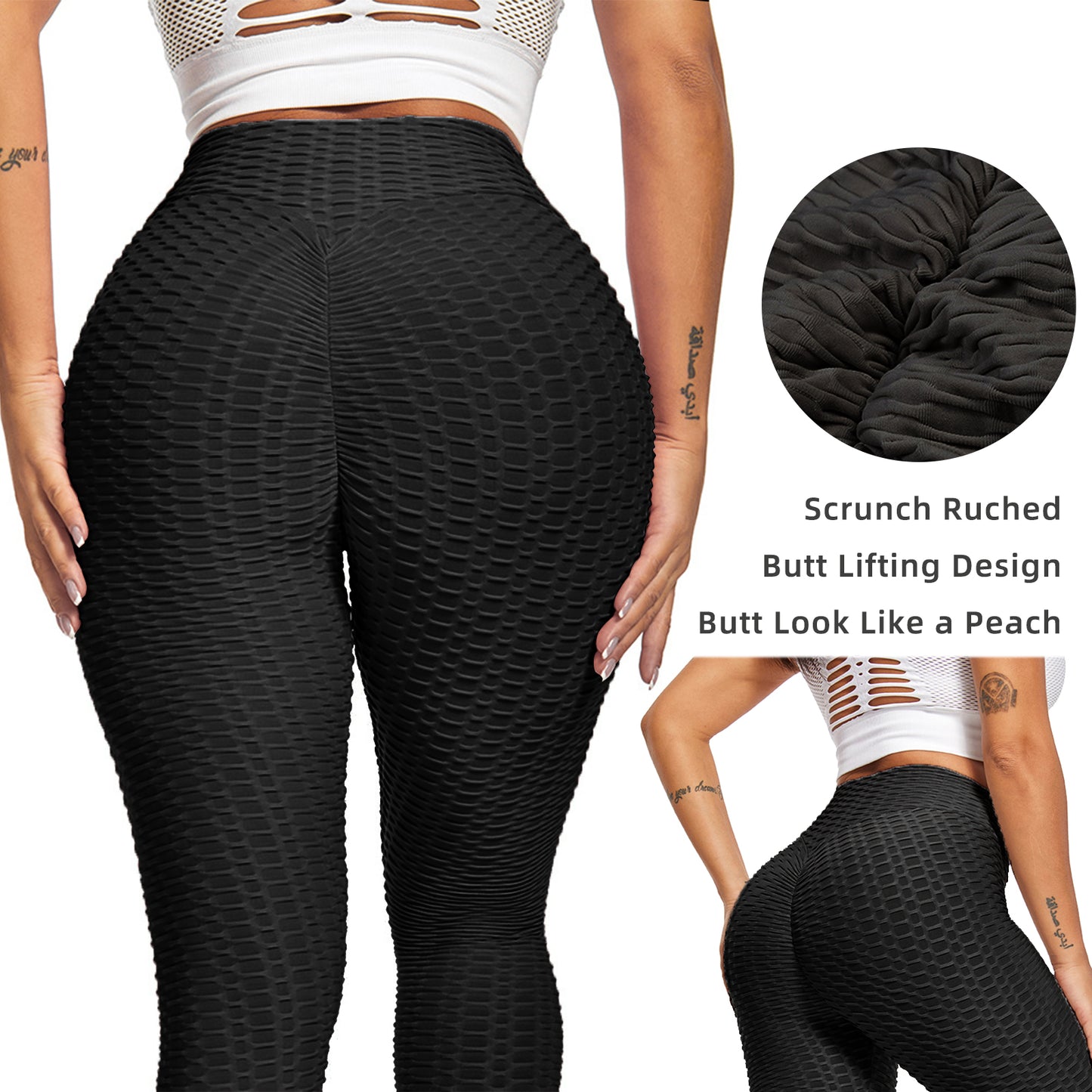 Women Leggings Bubble Textured Leggings Butt Lifting Yoga Pants Black Gym Pants Outfit