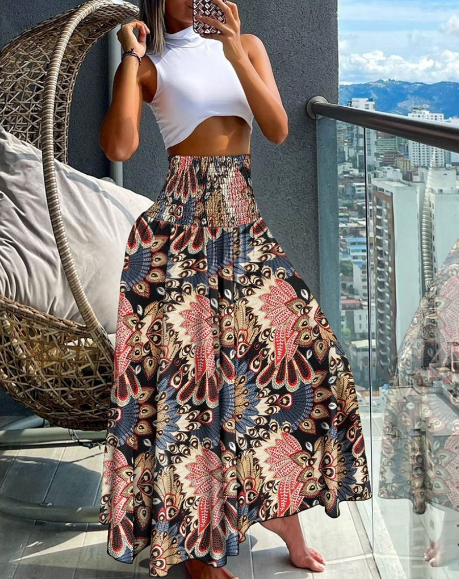 Women's High Waist Print Loose All-match Dress