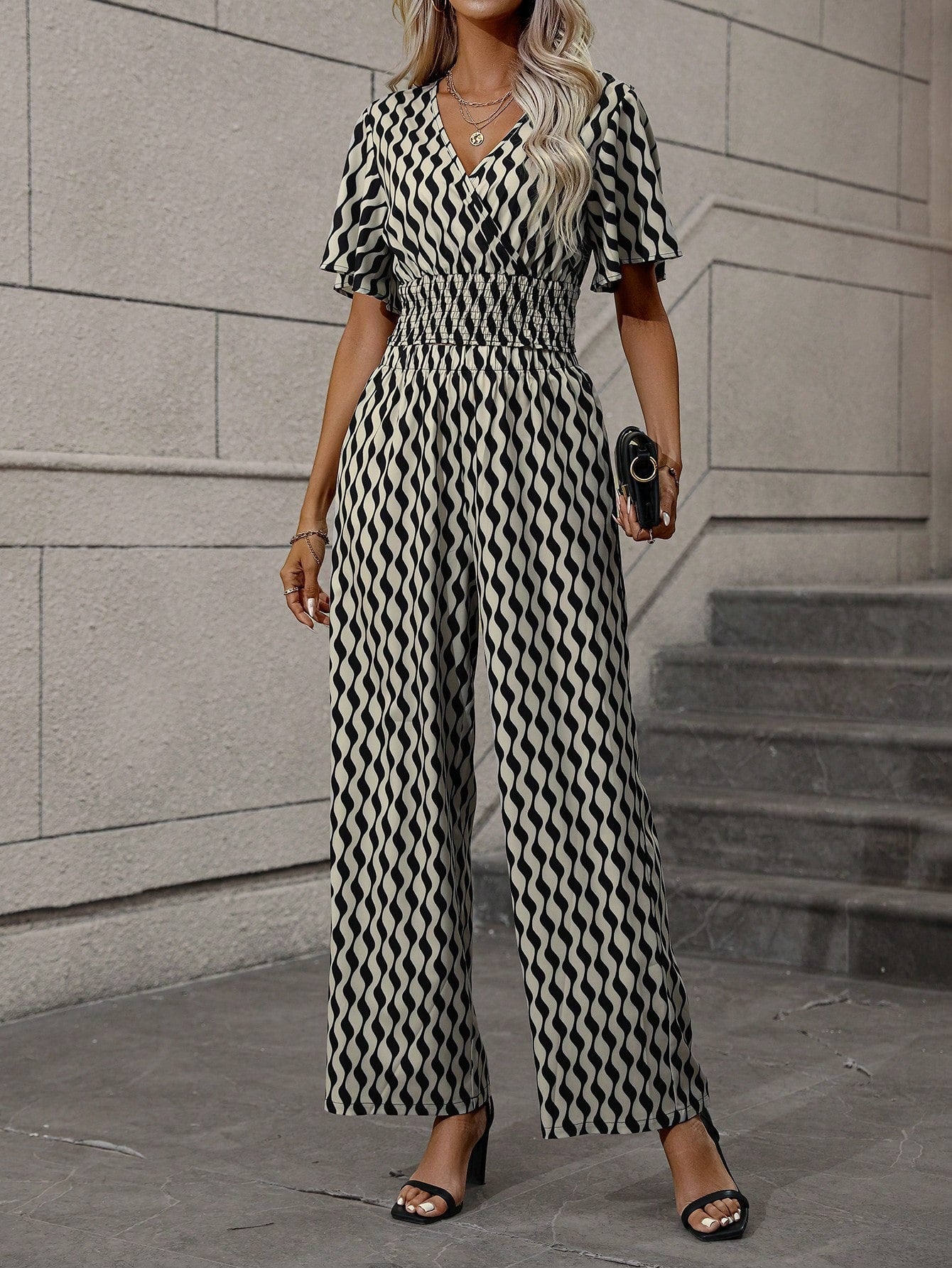 Women's Fashionable Printed Loose Trousers Suit