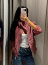 Dusty Pink Faux Suede Cropped Jacket