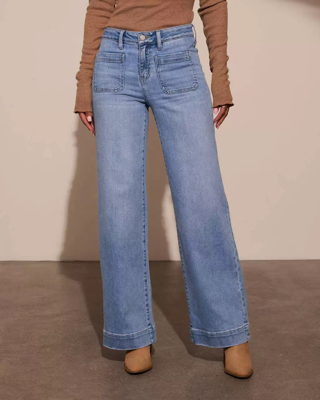 High Waist Jeans Women's Wide Leg Retro Temperament Straight-leg Pants