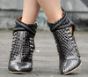 Burgundy Crocodile Leather Ankle Boots