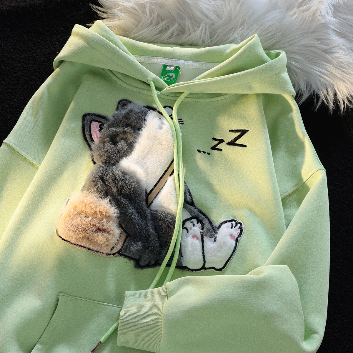 Cat-Lovers Flocking Hooded Sweater Couple Jacket