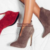 Pointed V-Neck Stretch Ankle Boots