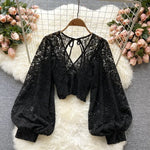 Crochet Lace Sheer Blouse