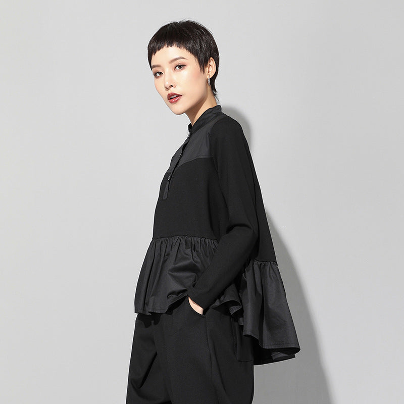 Long Sleeve Slimming Patchwork Baby Shirt Top