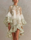 Printed Ruffle Hem Floral Summer Dress