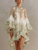 Printed Ruffle Hem Floral Summer Dress