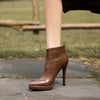 Split Leather Pointed Toe Ankle Boots