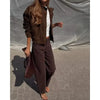Suede Leather Jacket with Pockets