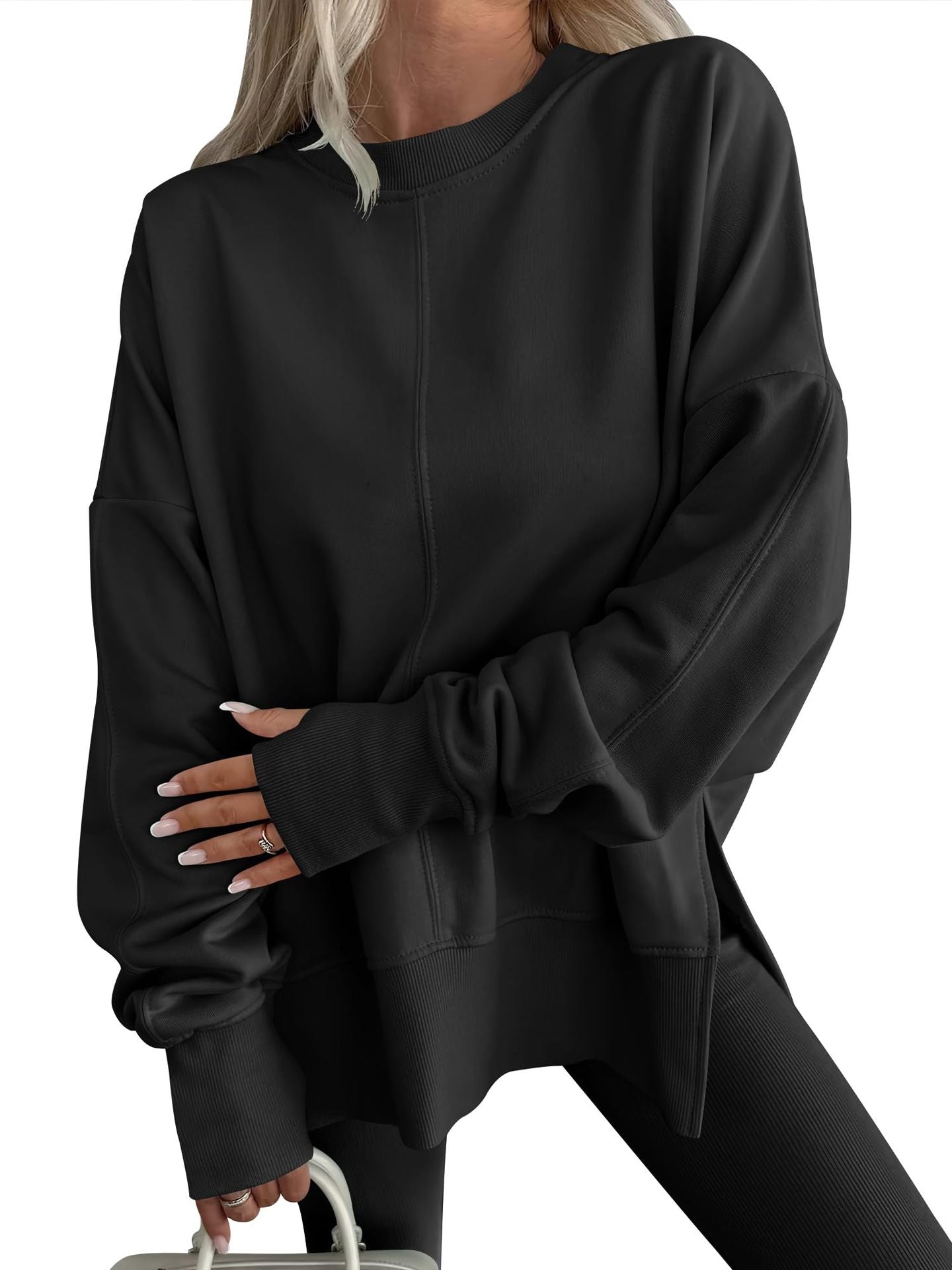 Fashion Casual Round Neck Pullover Loose Sports Long-sleeved Sweater