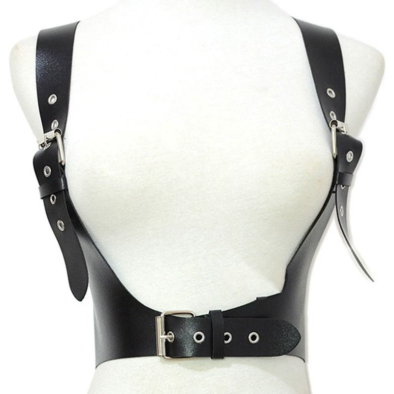 Gothic Punk Dark Leather Belt Wide Strap Vest