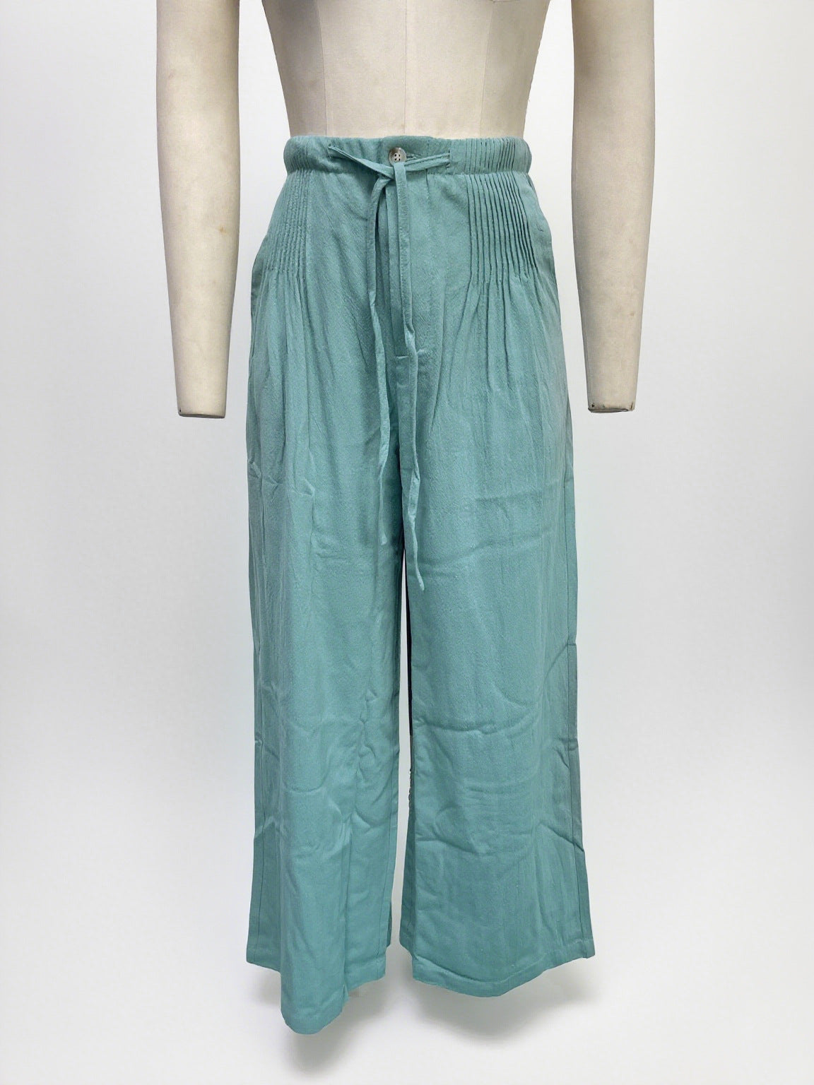 Versatile Drawstring-button Straight-leg Pants