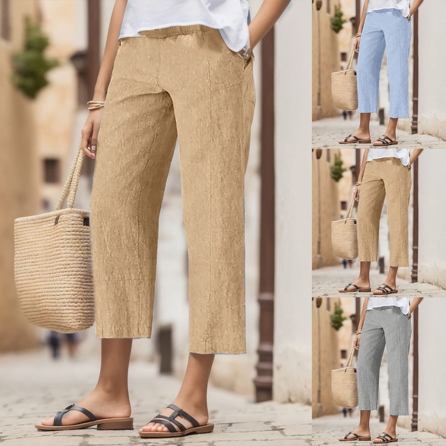 Solid Color High Waist Harem Casual Pants