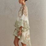 Printed Ruffle Hem Floral Summer Dress
