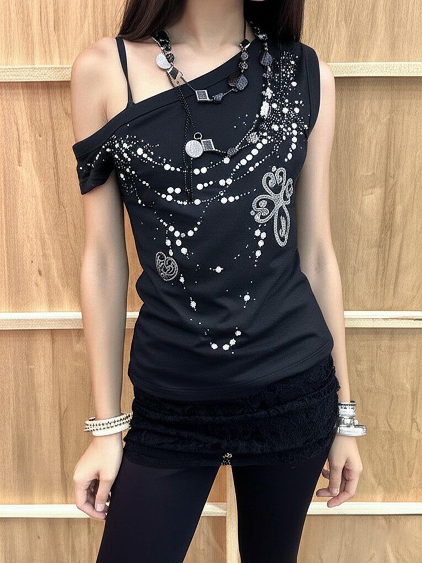 Edgy Street-style Tank Top With A Bold Print