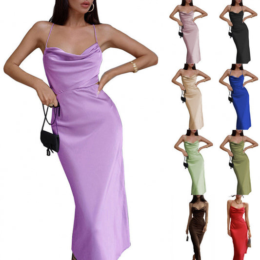 New Summer Sexy Halter Dress With A Ruffled Neckline And Shoulder Straps