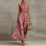 Floral Print Chiffon Boho Beach Dress