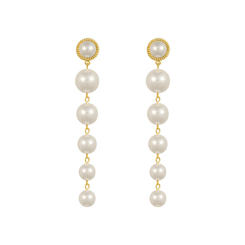 Sterling Silver Needle Grown Up Small Pearl Female Earrings